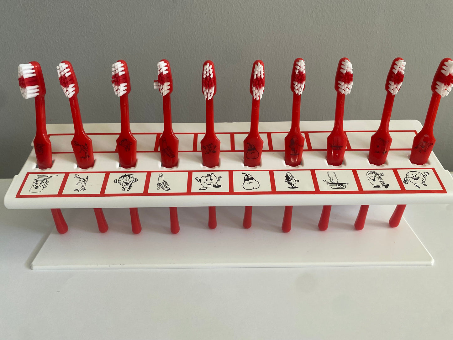 Toothbrush Rack with Healthy Snack symbols